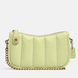 Coach Quilted Leather Swinger 20 Purse in Pale Lime